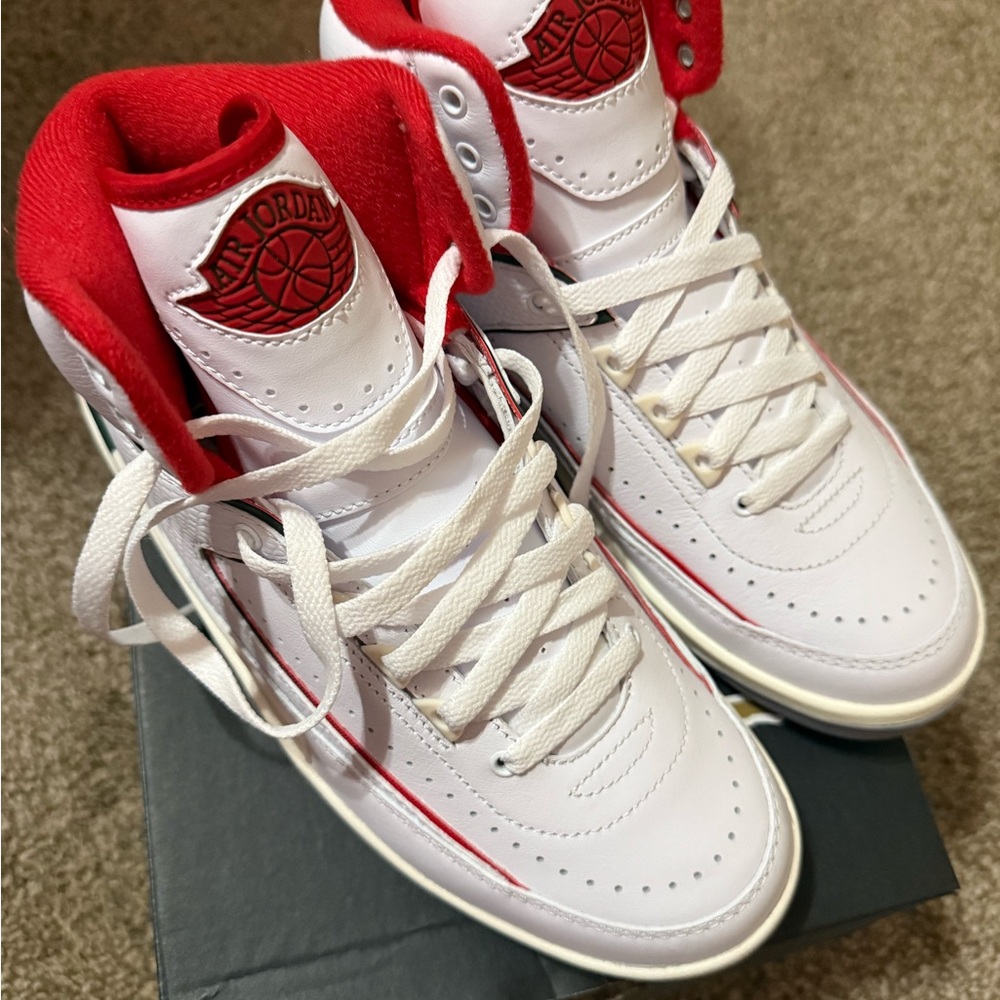 Air Jordan White and Red Sneakers